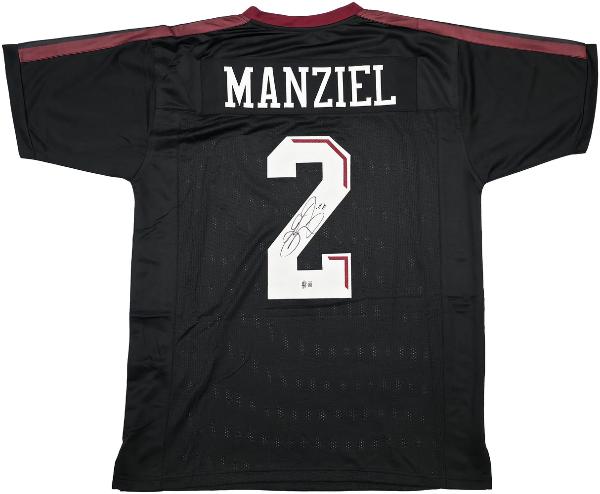 Texas A&M Aggies Johnny Manziel Autographed Black Jersey "12 HT" Beckett BAS Witness Stock #262056