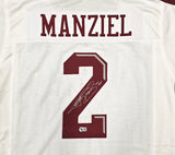 Texas A&M Aggies Johnny Manziel Autographed White Jersey "12 HT" Beckett BAS Witness Stock #262055