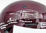 Johnny Manziel Autographed Texas A&M Aggies Maroon Full Size Authentic Hyper Speed Flex Helmet "2012 All American Badass, Money Manziel, 12 HT, Johnny F'ckin Football" Beckett BAS Witness Stock #261978