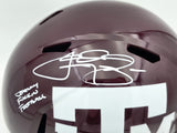 Johnny Manziel Autographed Texas A&M Aggies Maroon 2020 Full Size Speed Replica Helmet "Johnny F'cking Football" Beckett BAS Witness Stock #261980