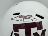 Johnny Manziel Autographed Texas A&M Aggies White Full Size Speed Replica Helmet "12 HT" Beckett BAS Witness Stock #261982