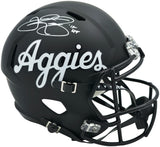 Johnny Manziel Autographed Texas A&M Aggies Black Full Size Script Logo Speed Replica Helmet "12 HT" Beckett BAS Witness Stock #261983