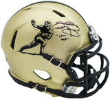 Johnny Manziel Autographed Texas A&M Aggies Gold Heisman Logo Speed Mini Helmet "12 HT" Beckett BAS Witness Stock #262057