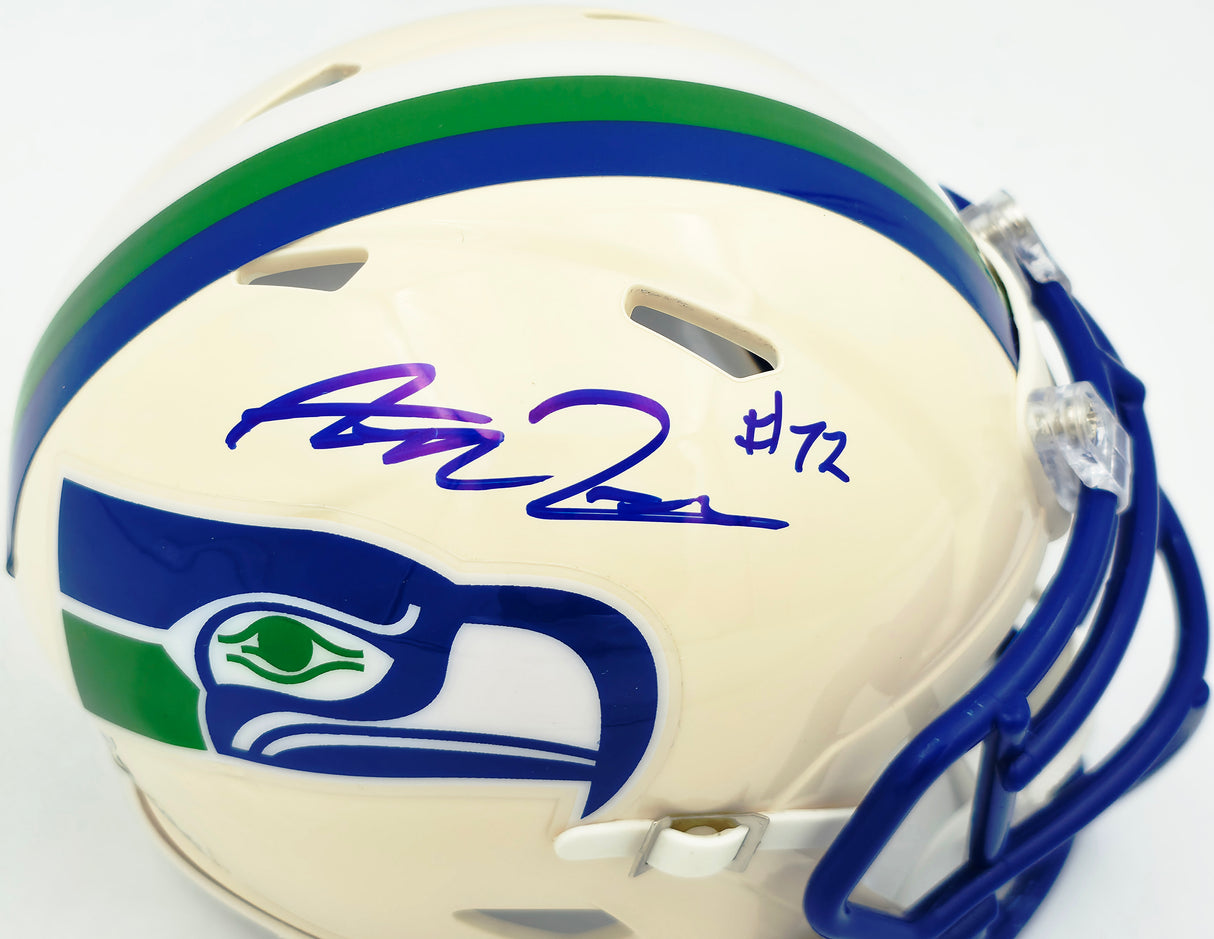 Abraham Abe Lucas Autographed Seattle Seahawks Cream Retro Speed Mini Helmet MCS Holo Stock #263039