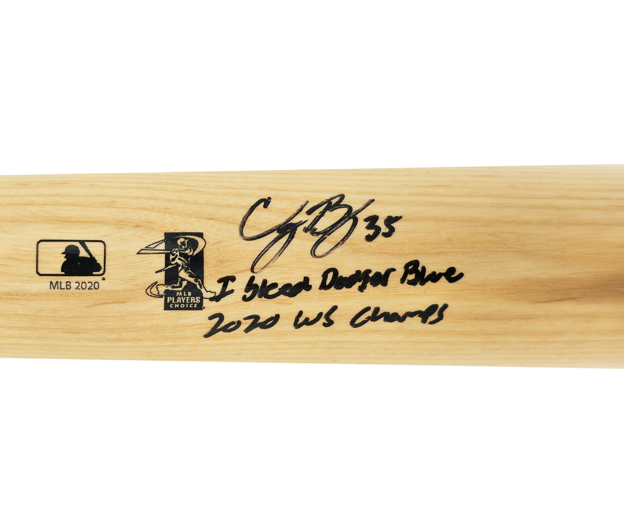 Cody Bellinger Autographed Blonde WS Logo Louisville Slugger Bat Los Angeles Dodgers "I Bleed Dodger Blue, 2020 WS Champs" Fanatics & MLB Holo Stock #263027