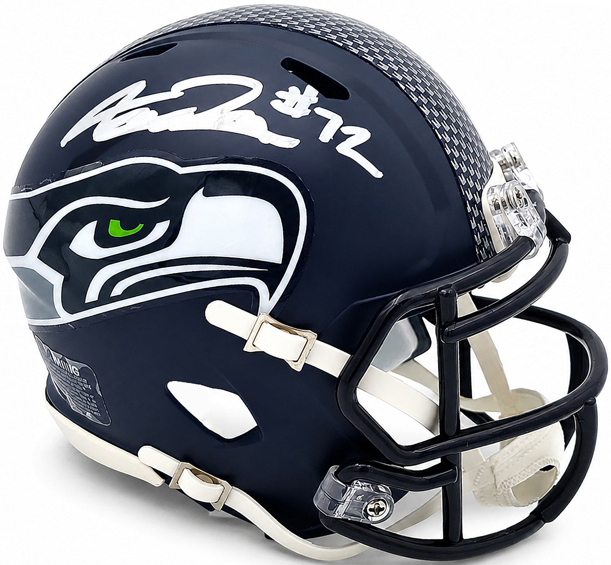 Abraham Abe Lucas Autographed Seattle Seahawks Blue Super Bowl LX Champions Logo Speed Mini Helmet MCS Holo Stock #263035