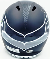 Devon Witherspoon Autographed Seattle Seahawks Blue Full Size Speed Replica Helmet Beckett BAS Witness Stock #265436