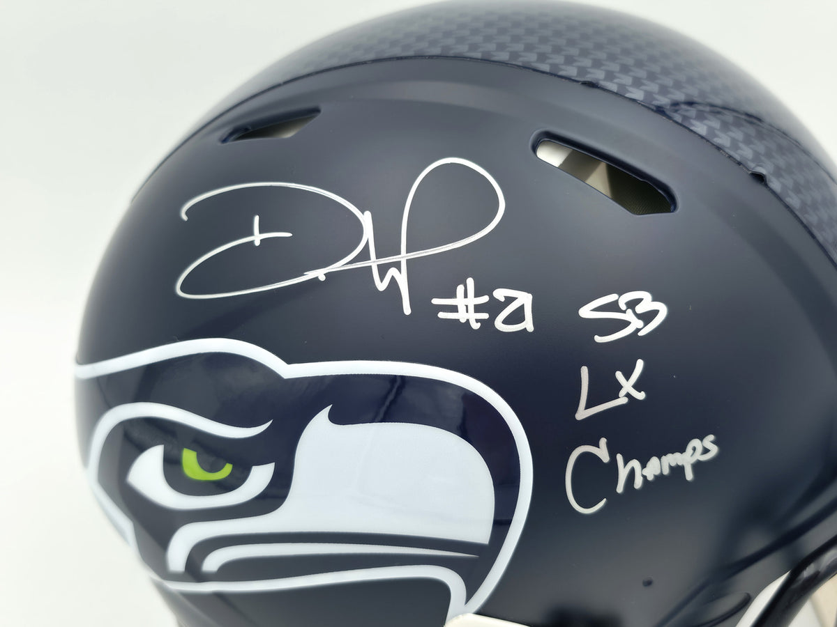 Devon Witherspoon Autographed Seattle Seahawks Blue Full Size Super Bowl LX Champions Logo Speed Authentic Helmet "SB LX Champs" Beckett BAS Witness Stock #265439
