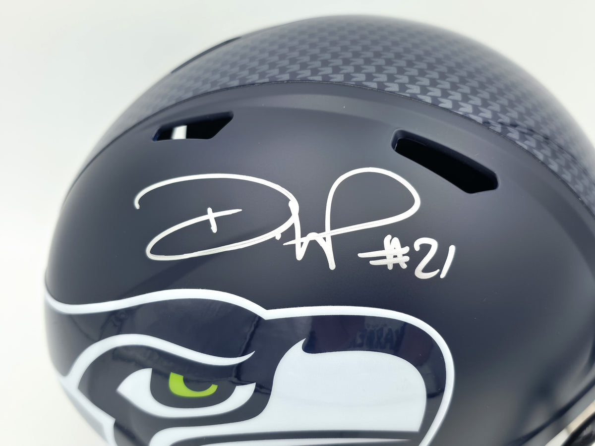 Devon Witherspoon Autographed Seattle Seahawks Blue Full Size Super Bowl LX Champions Logo Speed Replica Helmet Beckett BAS Witness Stock #265440