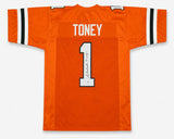 Miami Hurricanes Malachi Toney Autographed Orange Jersey JSA Witness Stock #262505