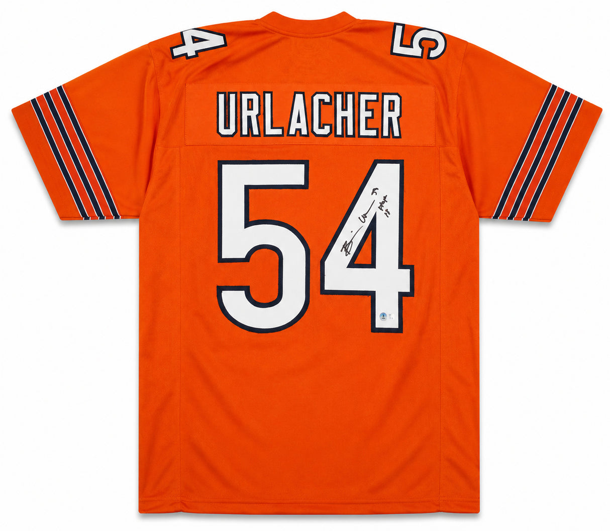 Chicago Bears Brian Urlacher Autographed Orange Jersey "HOF 18" Beckett BAS Witness Stock #263340