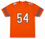 Chicago Bears Brian Urlacher Autographed Orange Jersey "HOF 18" Beckett BAS Witness Stock #263340