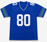 Seattle Seahawks Steve Largent Autographed Blue Throwback Jersey "HOF 95" Beckett BAS Witness Stock #263342
