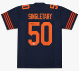 Chicago Bears Mike Singletary Autographed Blue Jersey Beckett BAS Witness Stock #263333