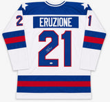 1980 Team USA Mike Eruzione Autographed White Jersey JSA Witness Stock #262978