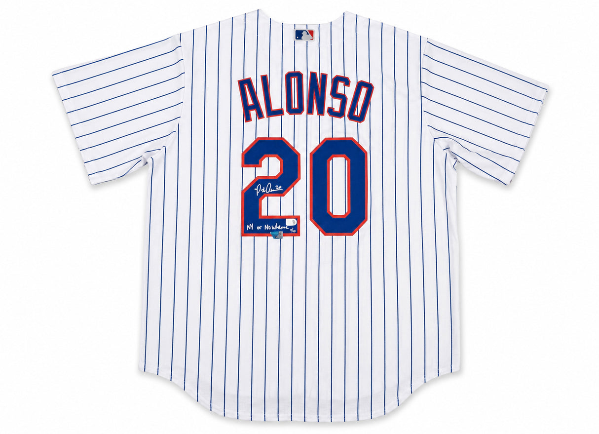 New York Mets Pete Alonso Autographed White Nike Jersey Size XL "NY Or Nowhere" Fanatics & MLB Holo Stock #263025
