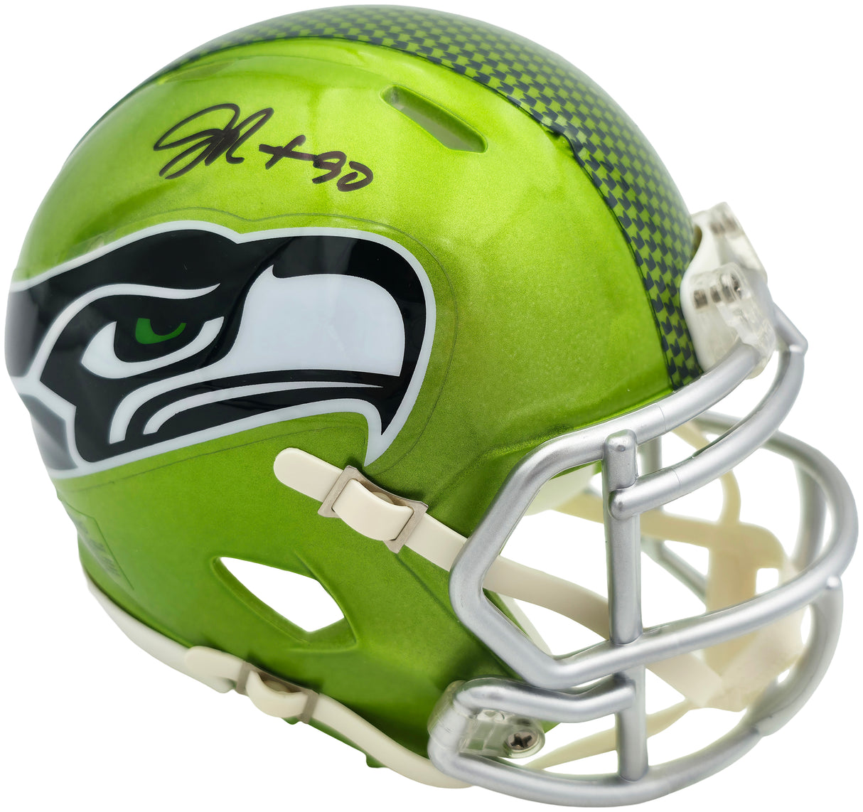 Jarran Reed Autographed Seattle Seahawks Flash Green Speed Mini Helmet MCS Holo Stock #262434