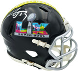 AJ Barner Autographed Seattle Seahawks Black Super Bowl LX Logo Speed Mini Helmet Beckett BAS Witness Stock #262486