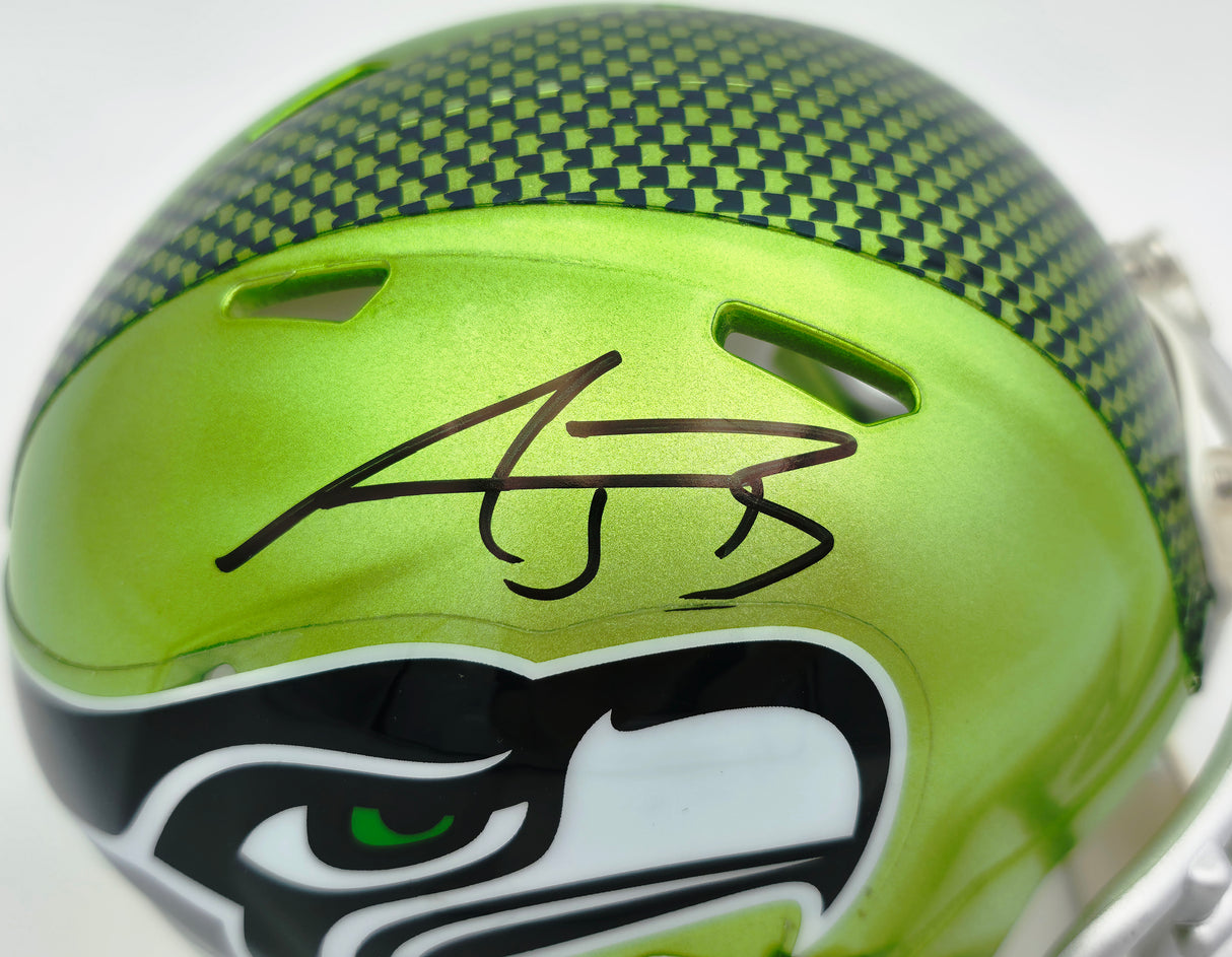 AJ Barner Autographed Seattle Seahawks Flash Green Speed Mini Helmet Beckett BAS Witness Stock #262487