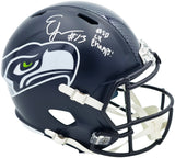 Ernest Jones IV Autographed Seattle Seahawks Blue Full Size Super Bowl LX Champions Logo Speed Replica Helmet "SB LX Champs" MCS Holo Stock #262471