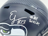 Ernest Jones IV Autographed Seattle Seahawks Blue Full Size Super Bowl LX Champions Logo Speed Replica Helmet "The Darkside" MCS Holo Stock #262477