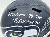 AJ Barner Autographed Seattle Seahawks Blue Full Size Speed Replica Helmet "Welcome To The Barnshow" Beckett BAS Witness Stock #262478