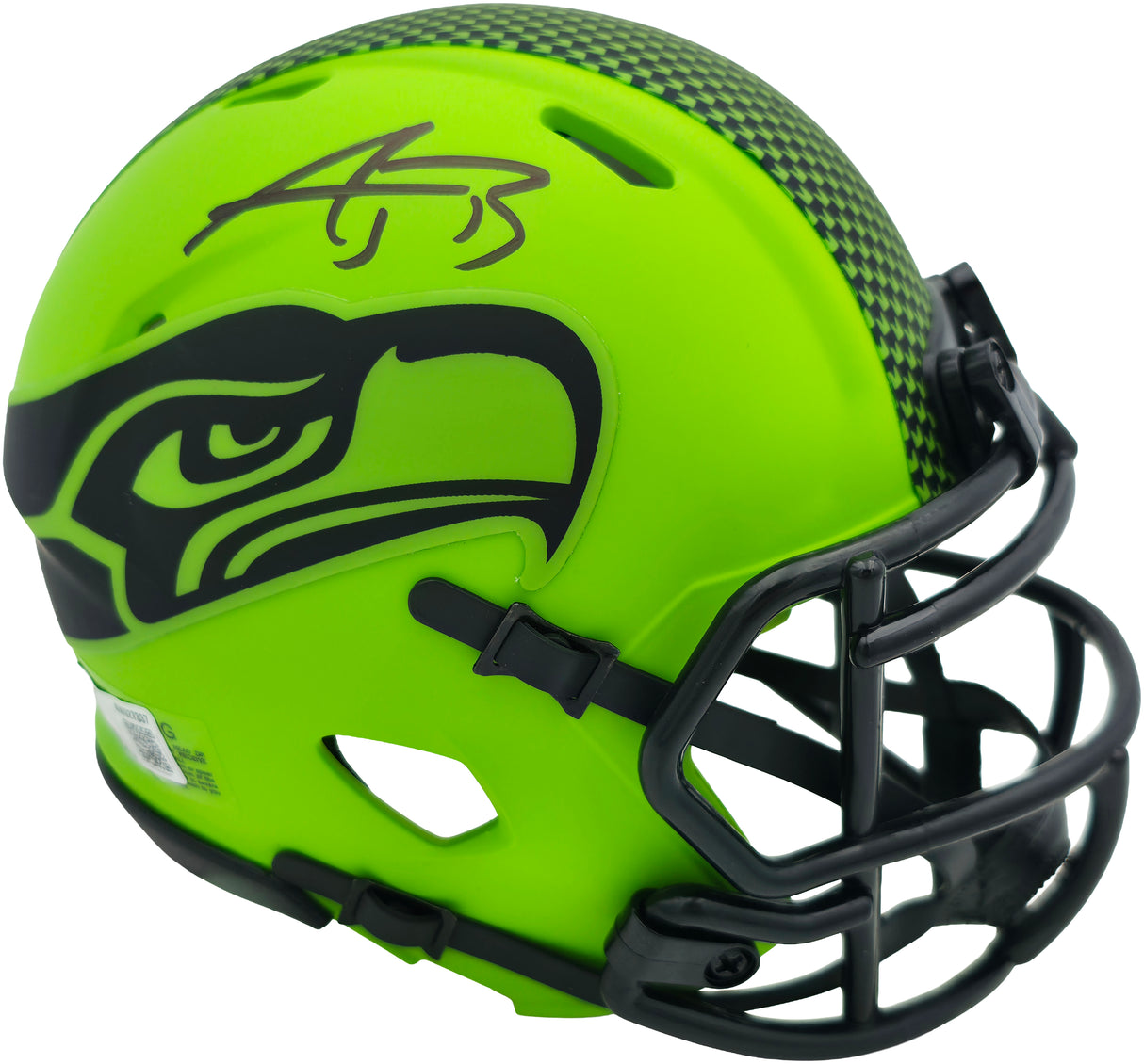 AJ Barner Autographed Seattle Seahawks Rave Green Speed Mini Helmet Beckett BAS Witness Stock #262482