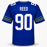 Seattle Seahawks Jarran Reed Autographed Blue Throwback Jersey MCS Holo Stock #262431
