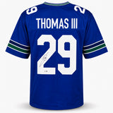 Seattle Seahawks Earl Thomas III Autographed Blue Throwback Jersey Beckett BAS Witness Stock #262454