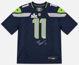 Seattle Seahawks Jaxon Smith-Njigba Autographed Blue Nike Super Bowl LX Patch Jersey Size L Beckett BAS Witness Stock #265846