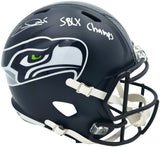 Zach Charbonnet Autographed Seattle Seahawks Blue Full Size Super Bowl LX Champions Logo Speed Replica Helmet "SB LX Champs" MCS Holo Stock #265870
