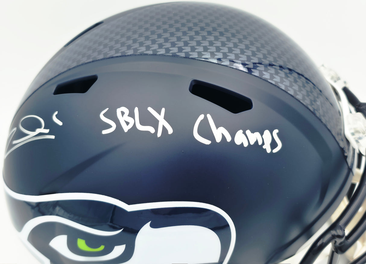 Zach Charbonnet Autographed Seattle Seahawks Blue Full Size Speed Replica Helmet "SB LX Champs" MCS Holo Stock #265871