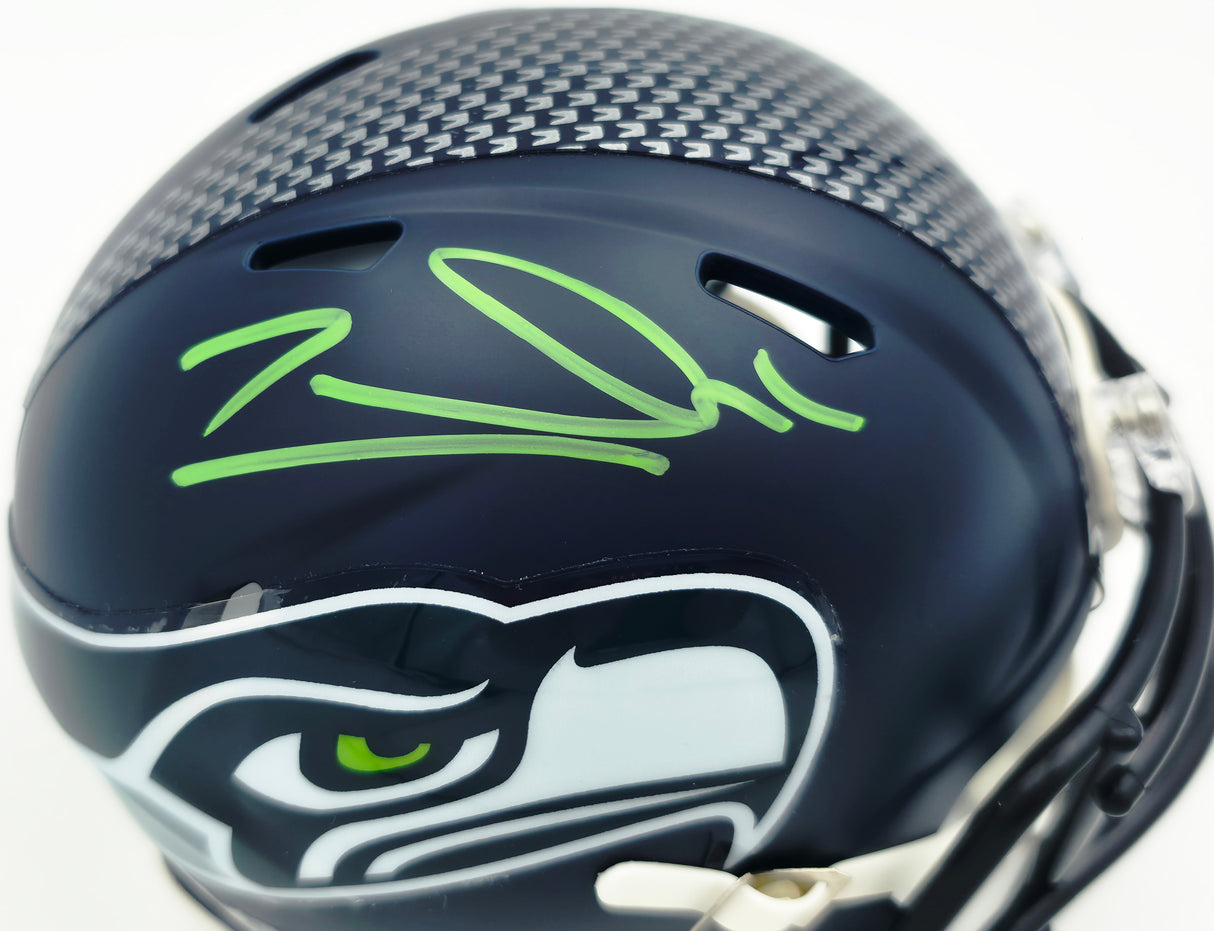 Zach Charbonnet Autographed Seattle Seahawks Blue Super Bowl LX Champions Logo Speed Mini Helmet MCS Holo Stock #265877