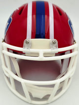 DJ Moore Autographed Buffalo Bills Red 1987-01 Throwback Speed Mini Helmet Beckett BAS Witness Stock #265890