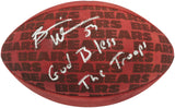 Brian Urlacher Autographed Chicago Bears Official NFL Leather Chicago Bears Logo Football "God Bless The Troops" Beckett BAS Witness Stock #265848