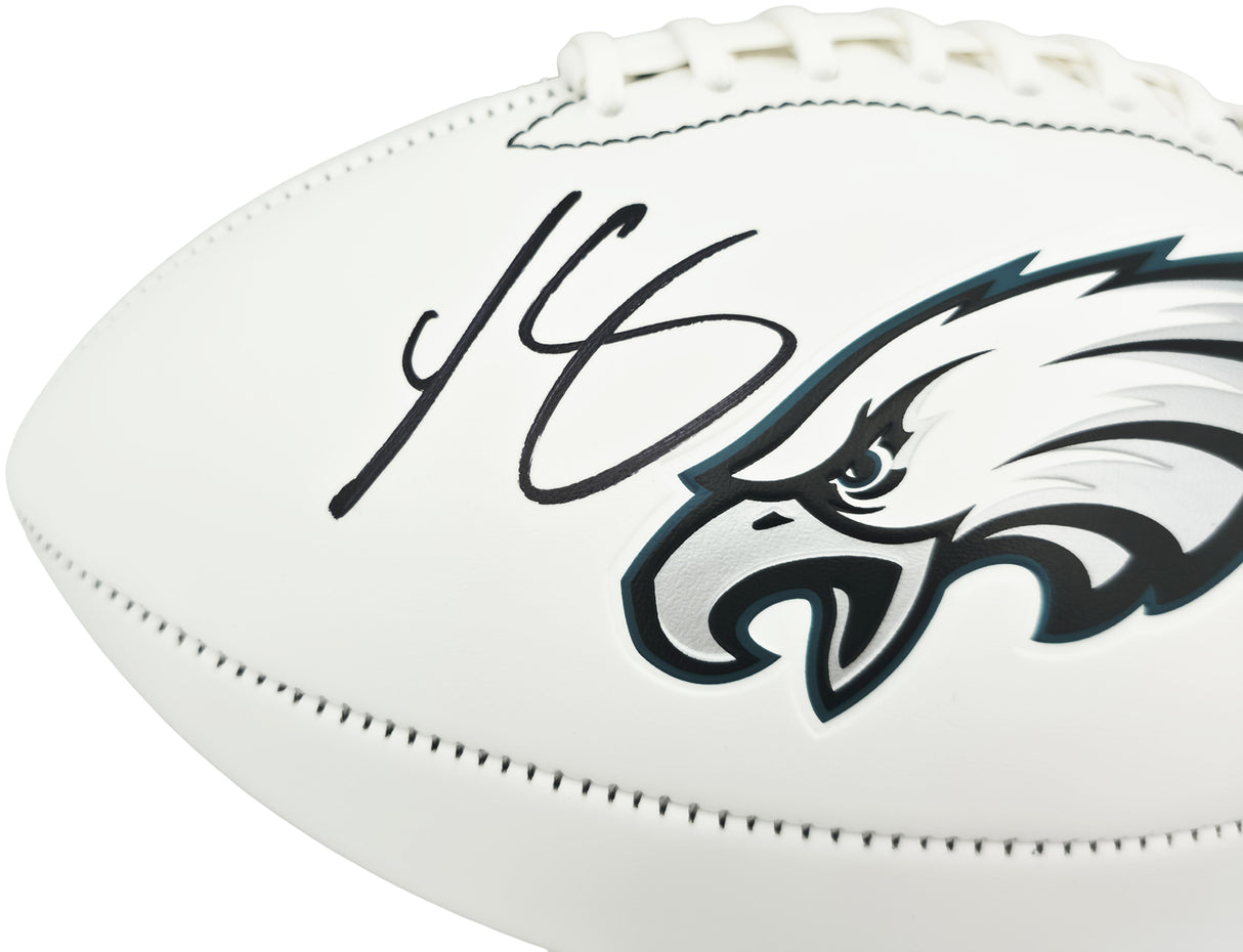 LeSean McCoy Autographed Philadelphia Eagles White Logo Football Beckett BAS Witness Stock #265863