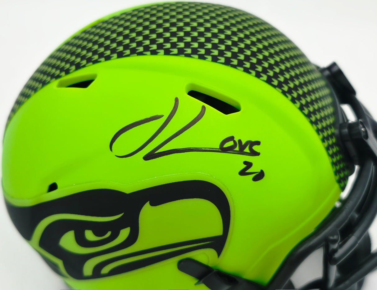 Julian Love Autographed Seattle Seahawks Rave Green Speed Mini Helmet MCS Holo Stock #265582