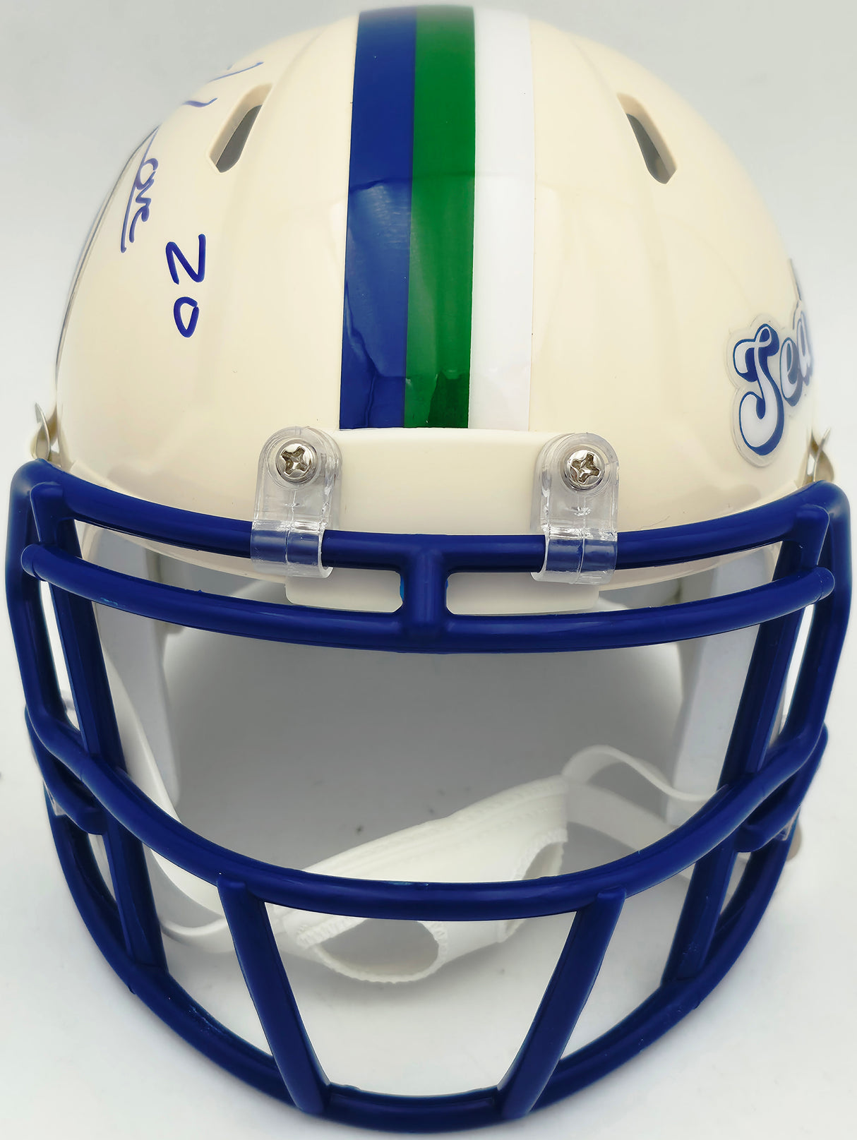 Julian Love Autographed Seattle Seahawks Cream Retro Speed Mini Helmet MCS Holo Stock #265583