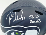 Rashid Shaheed Autographed Seattle Seahawks Blue Full Size Speed Replica Helmet "SB LX Champs" MCS Holo Stock #265550