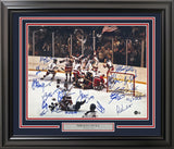 1980 Team USA Miracle on Ice Autographed Framed 16x20 Photo With 19 Signatures Beckett BAS Witness Stock #262545