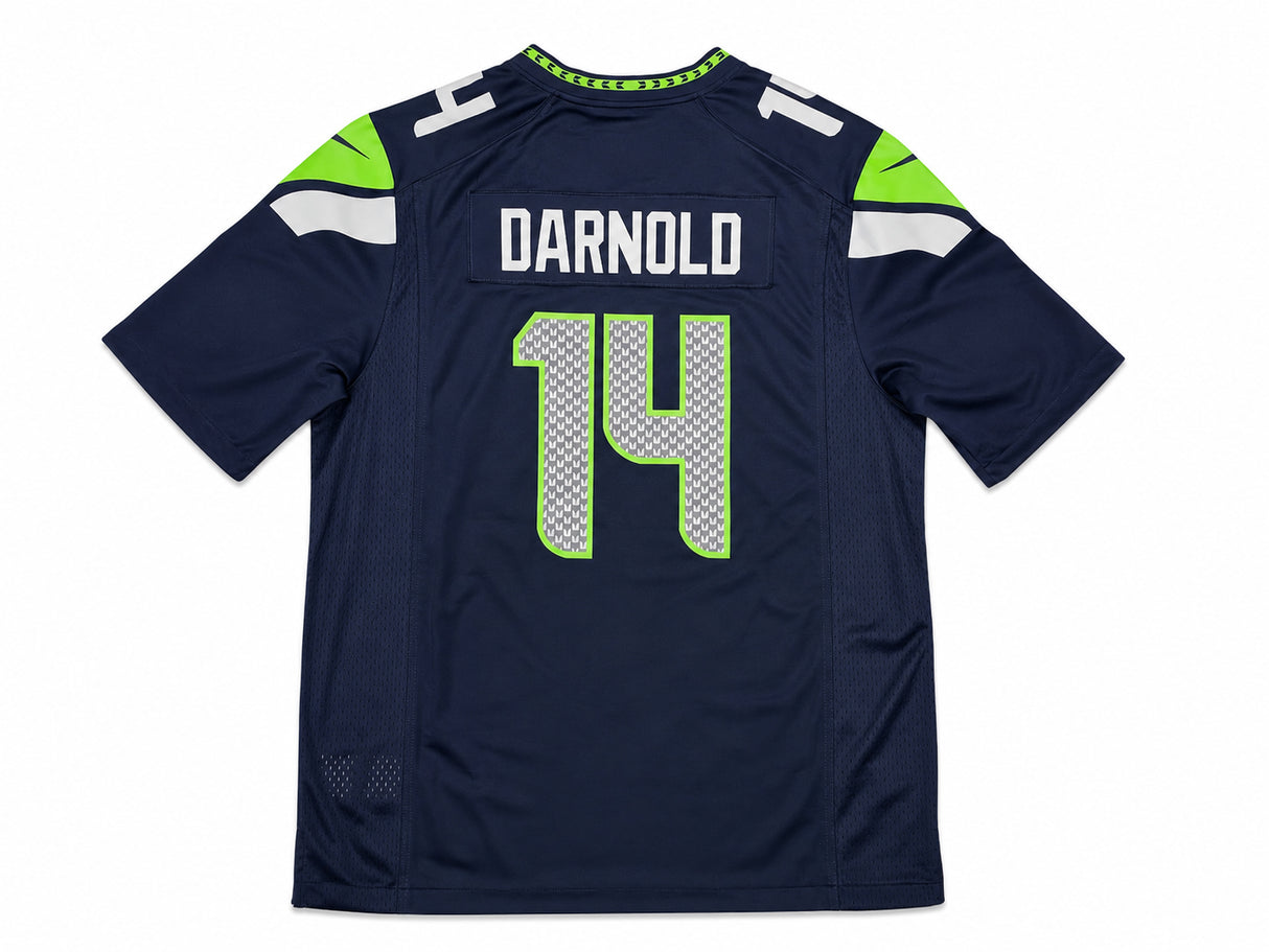 Seattle Seahawks Sam Darnold Autographed Blue Nike Super Bowl LX Patch Jersey Size XXL Beckett BAS Witness Stock #265420