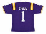 LSU Tigers Ja'Marr Chase Autographed Purple Jersey Beckett BAS QR Stock #263337