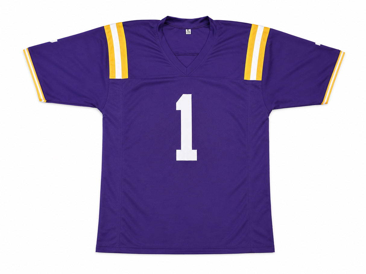 LSU Tigers Ja'Marr Chase Autographed Purple Jersey Beckett BAS QR Stock #263337