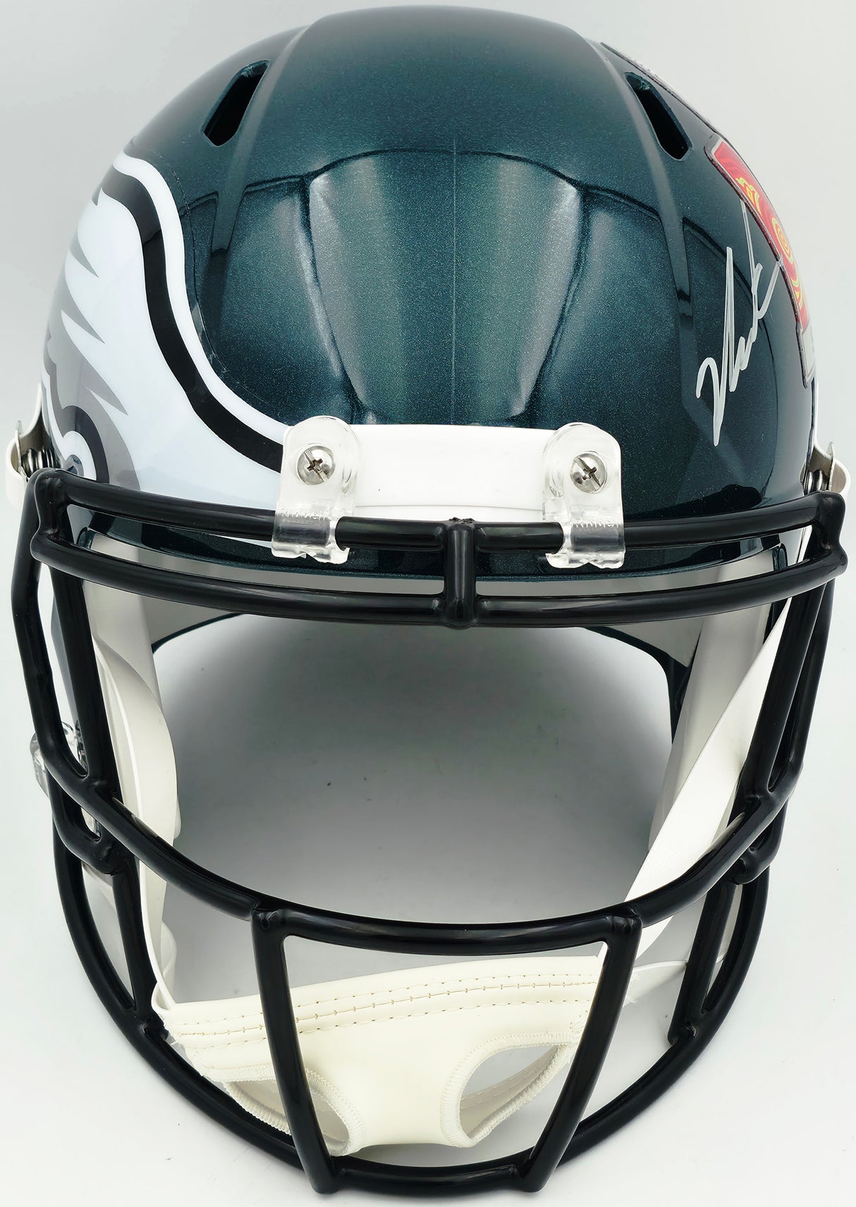 Jalen Carter Autographed Philadelphia Eagles Green Full Size Super Bowl LIX Champions Logo Speed Replica Helmet JSA Witness Stock #266080