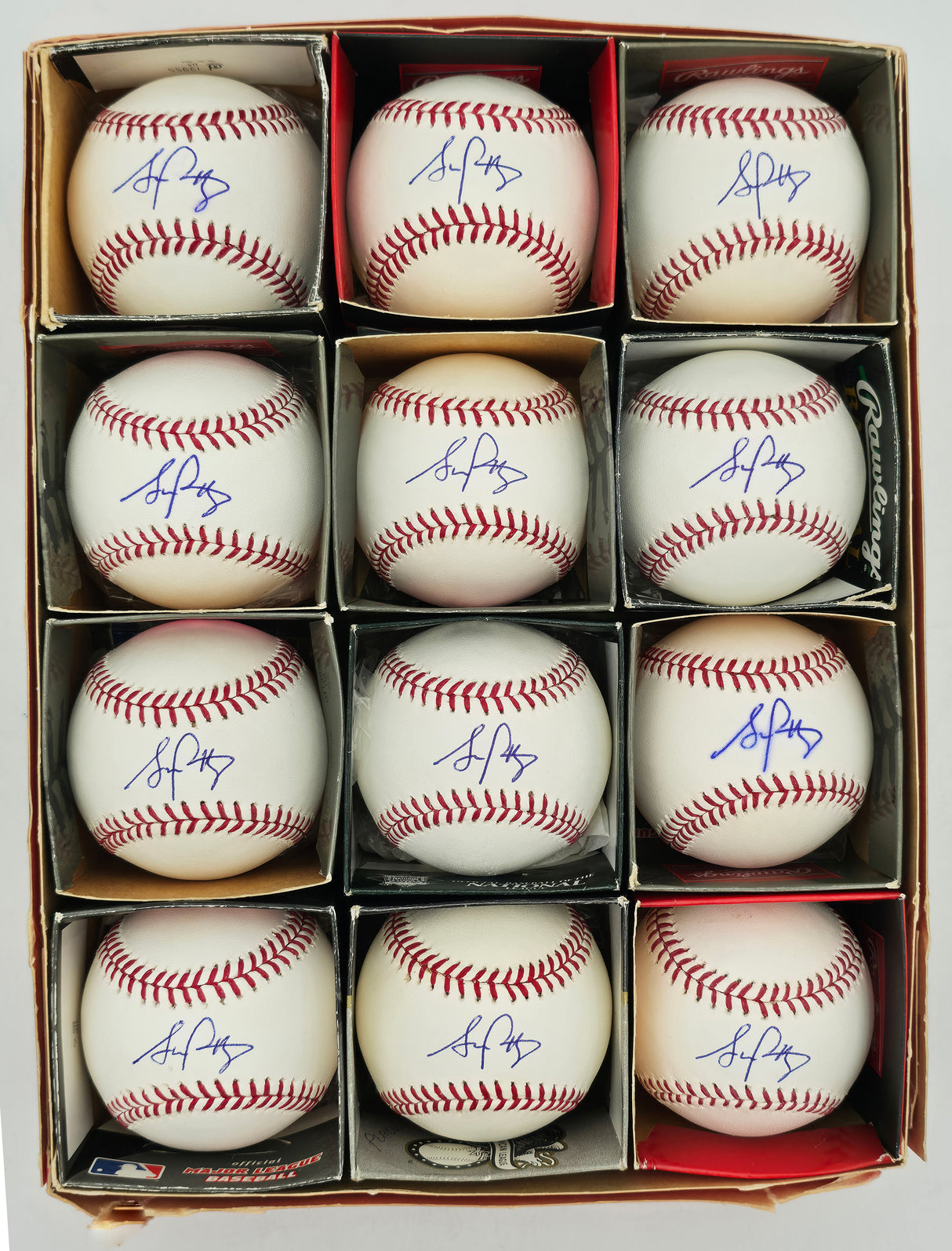 Stephen Piscotty Autographed Official MLB Baseball 12 Count Lot St. Louis Cardinals Oakland Athletics MLB Holo Stock #266304
