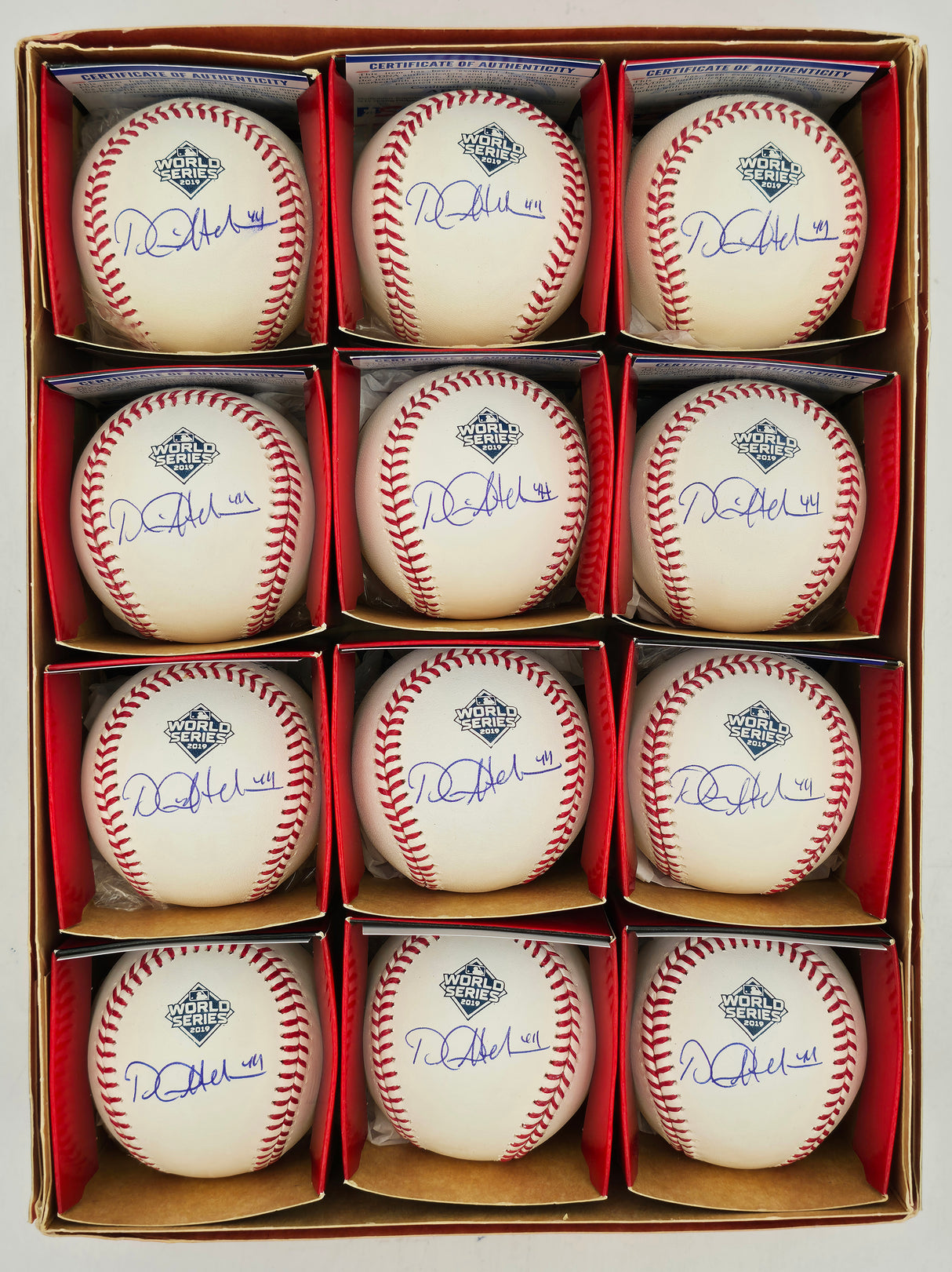 Daniel Hudson Autographed Official 2019 World Series Baseball 12 Count Lot Washington Nationals PSA/DNA Stock #266305