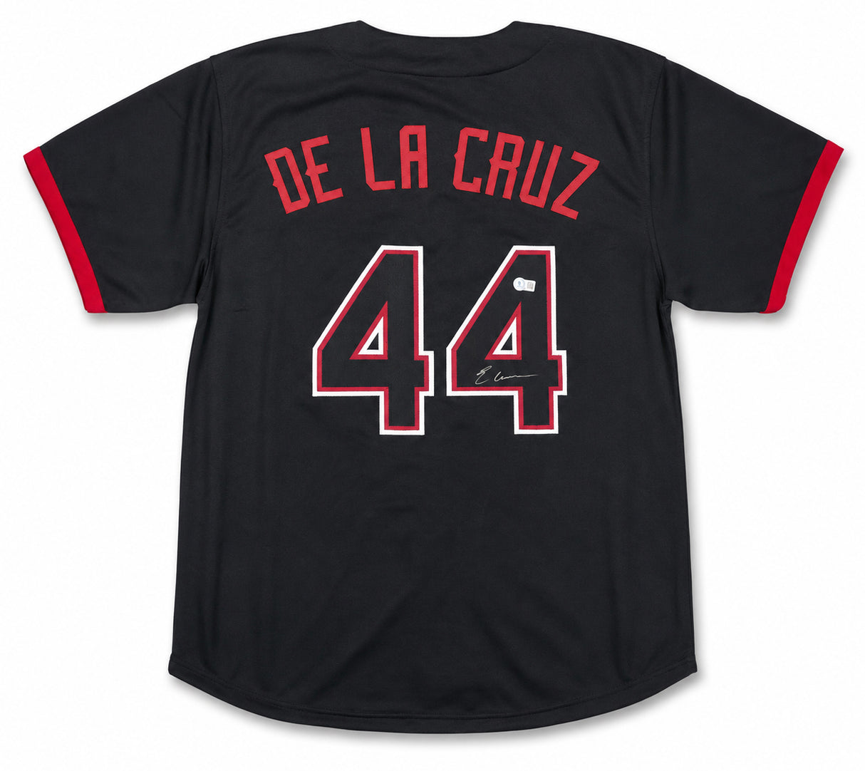 Cincinnati Reds Elly De La Cruz Autographed Black Jersey Beckett BAS Witness Stock #266276