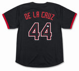 Cincinnati Reds Elly De La Cruz Autographed Black Jersey Beckett BAS Witness Stock #266276