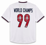 Team USA 1999 Women's World Cup Champions Autographed White Jersey With 8 Signatures Including Hamm & Chastain Beckett BAS Witness Stock #266280