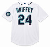 Seattle Mariners Ken Griffey Jr. Autographed White Nike Jersey Size L Beckett BAS Witness Stock #266283